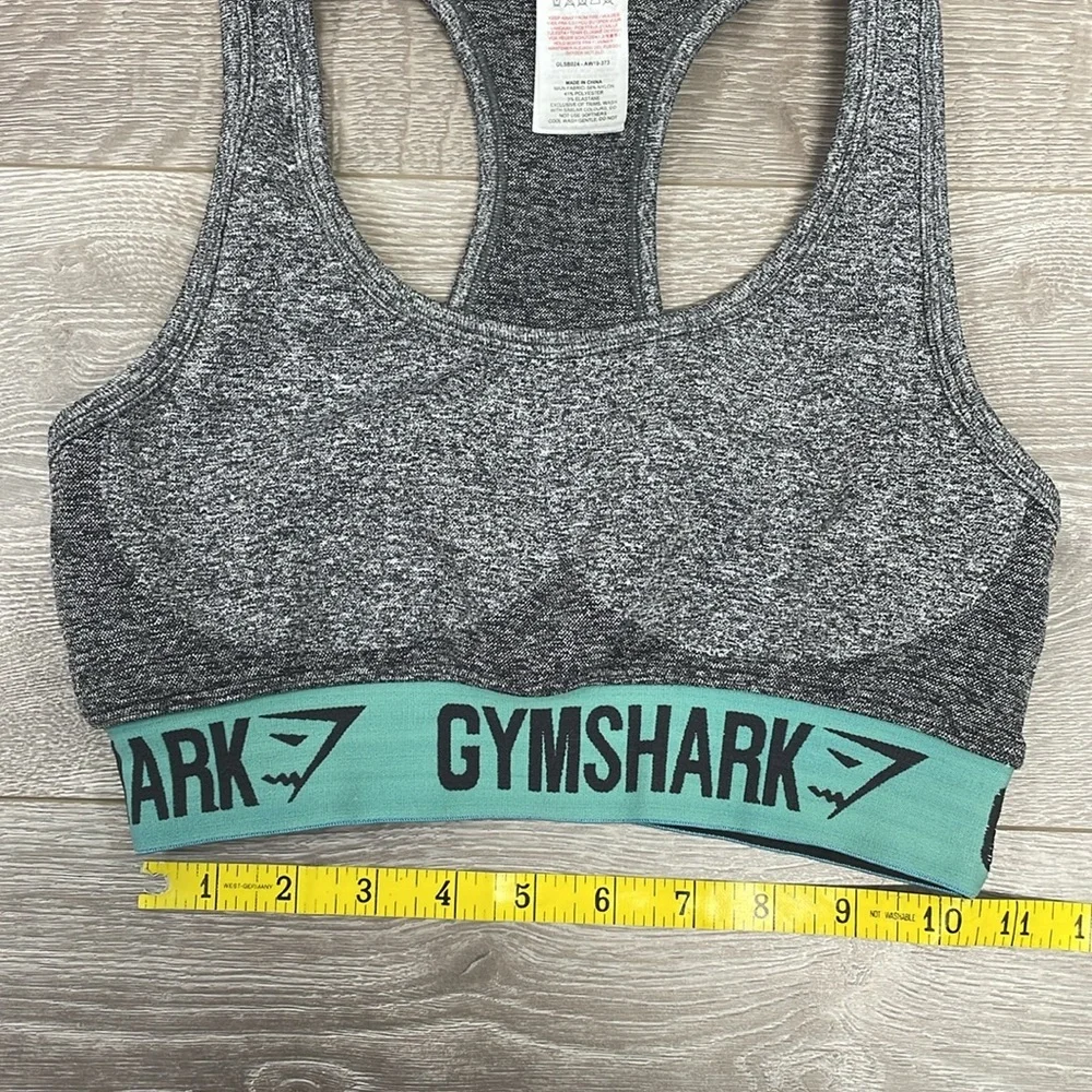 Gymshark Flex Sports Bra Charcoal Gray and Teal M